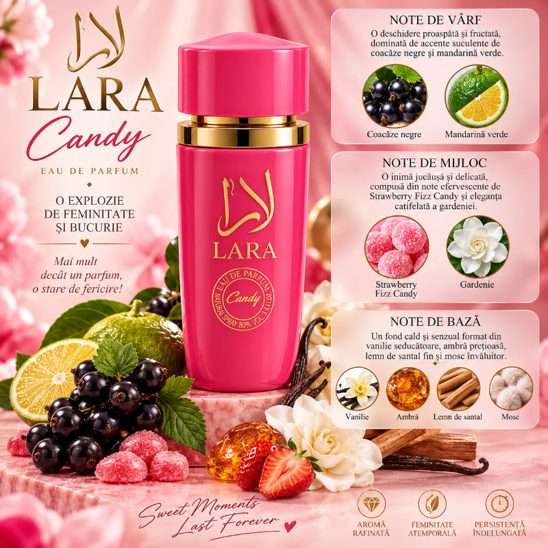 Apă de Parfum LARA Candy 100ml – Un Parfum Feminin, Gurmand și Elegant de Inspirație Orientală