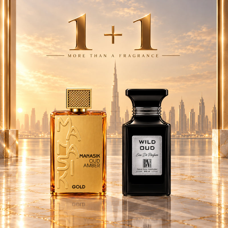 Set Parfumuri Bărbați 1+1 – Oud Amber Gold + Wild Oud