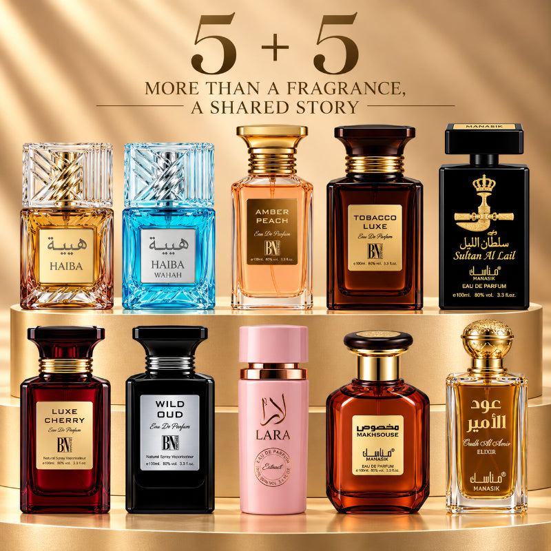 SET PARFUMURI UNISEX 5+5 – HAIBA + HAIBA WAHAH + AMBER PEACH + TOBACCO LUXE + SULTAN AL LAIL + LUXE CHERRY + WILD OUD + LARA PINK + LARA CANDY + MAKHSOUSE