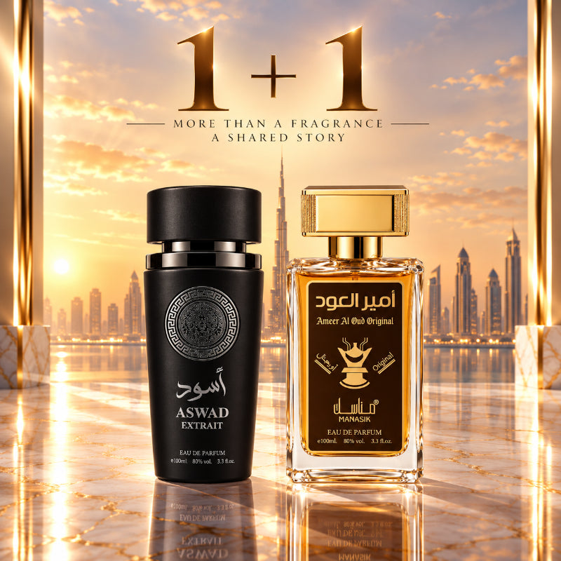 SET PARFUMURI BĂRBAȚI 1+1 – AMEER AL OUD ORIGINAL + ASWAD EXTRAIT