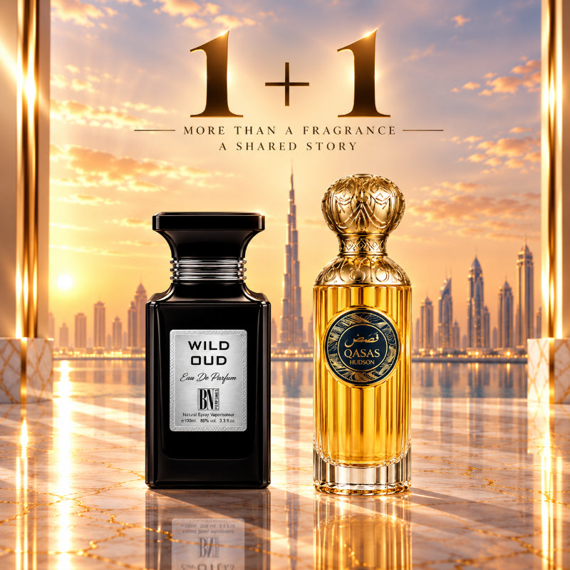 SET PARFUMURI UNISEX 1+1 – WILD OUD + QASAS HUDSON