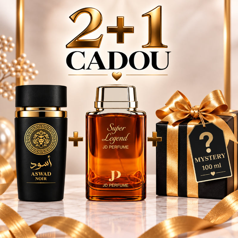 SET PARFUMURI BĂRBAȚI 2+1 MYSTERY – ASWAD NOIR + SUPER LEGEND + 1 PARFUM MYSTERY CADOU