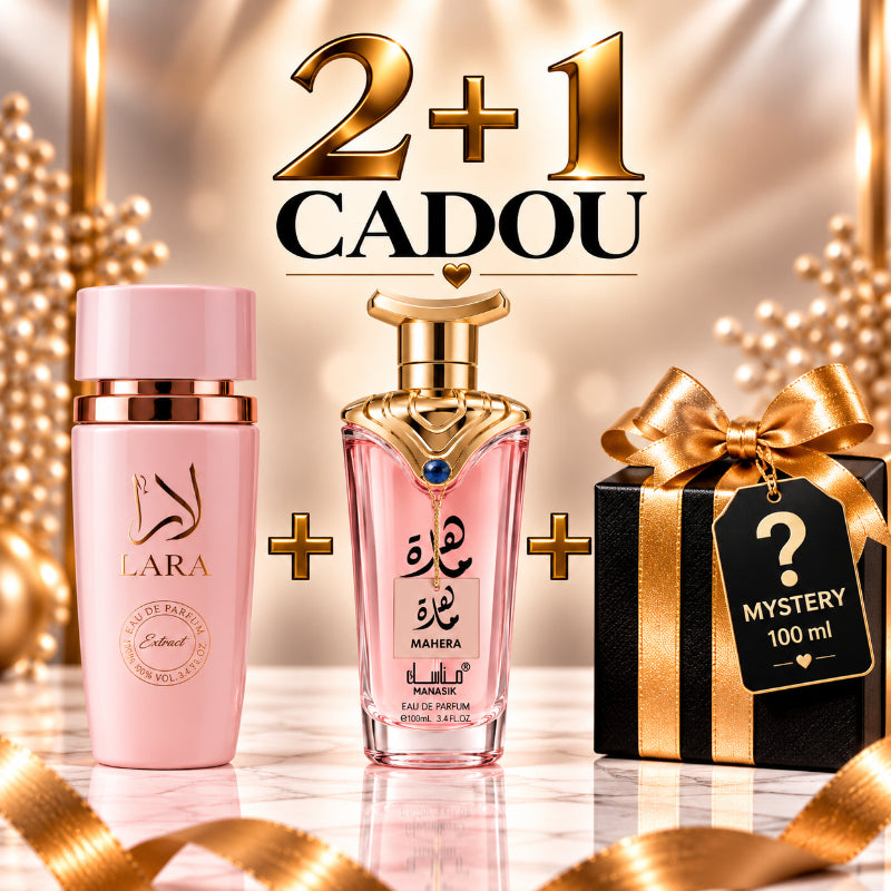 SET PARFUMURI DAMĂ 2+1 MYSTERY – LARA PINK + MAHERA + 1 PARFUM MYSTERY CADOU