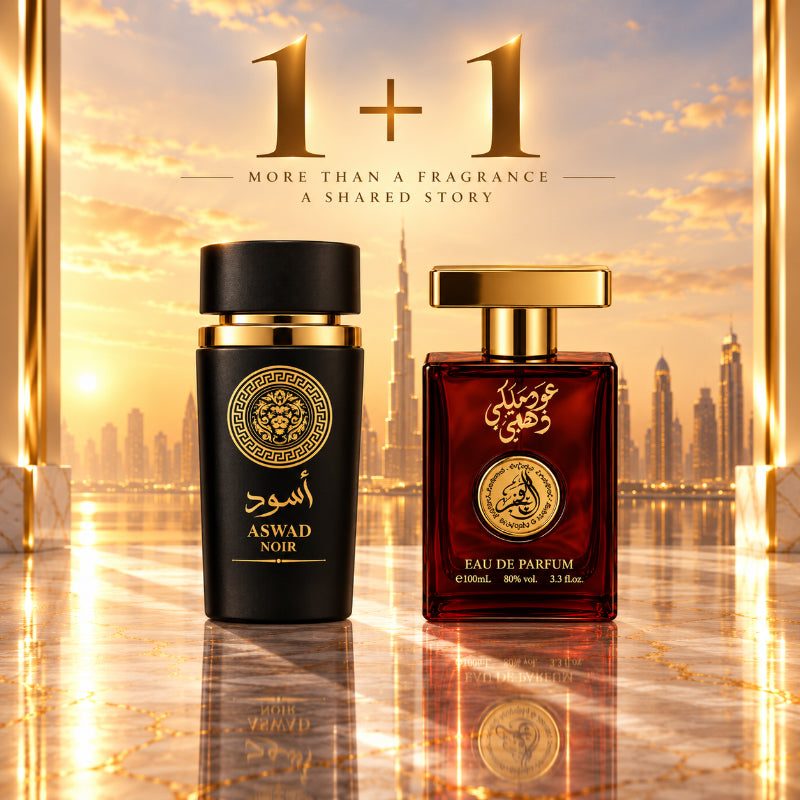 SET PARFUMURI BĂRBAȚI 1+1 – ASWAD NOIR + OUD MALAKI