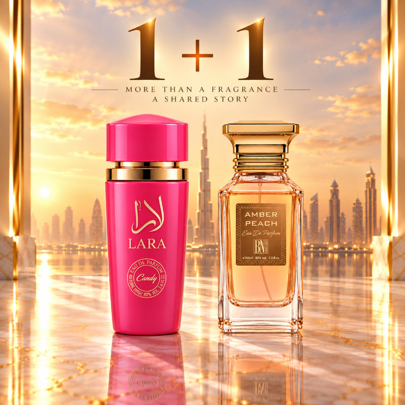 SET PARFUMURI DAMĂ 1+1 – LARA CANDY + AMBER PEACH