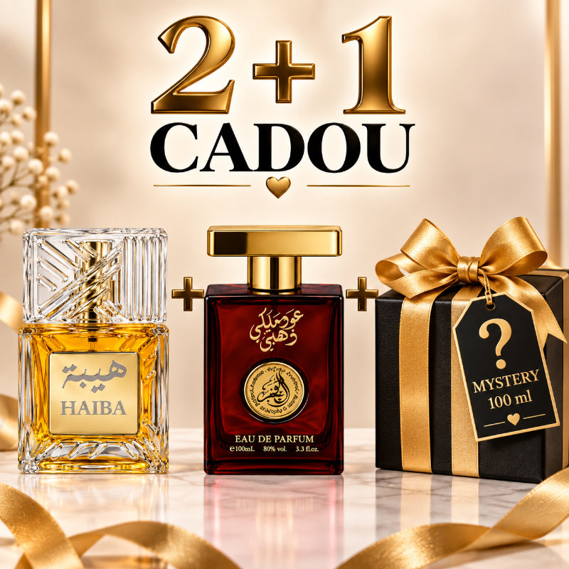 SET PARFUMURI UNISEX 2+1 MYSTERY – HAIBA + OUD MALAKI + 1 PARFUM MYSTERY CADOU