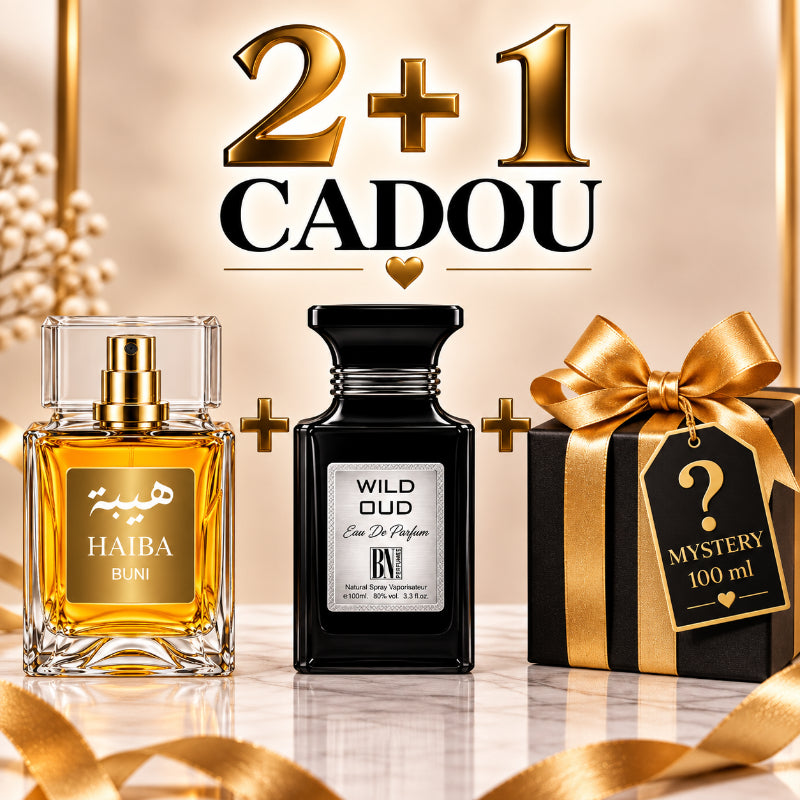 SET PARFUMURI UNISEX 2+1 MYSTERY – HAIBA BUNI + WILD OUD + 1 PARFUM MYSTERY CADOU