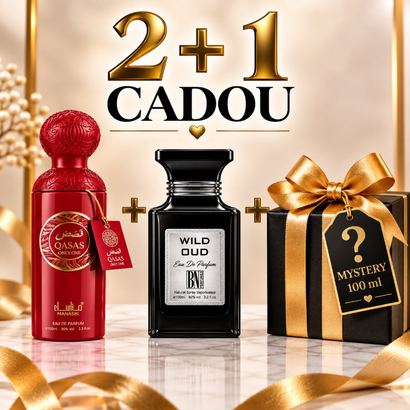 SET PARFUMURI UNISEX 2+1 MYSTERY – QASAS ONLY ONE + WILD OUD + 1 PARFUM MYSTERY CADOU