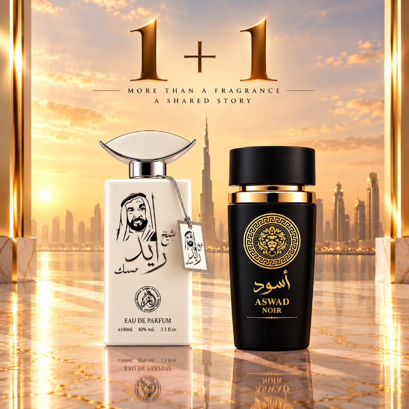 SET PARFUMURI BĂRBĂTEȘTI 1+1 – SHEIKH ZAYED MUSK + ASWAD NOIR