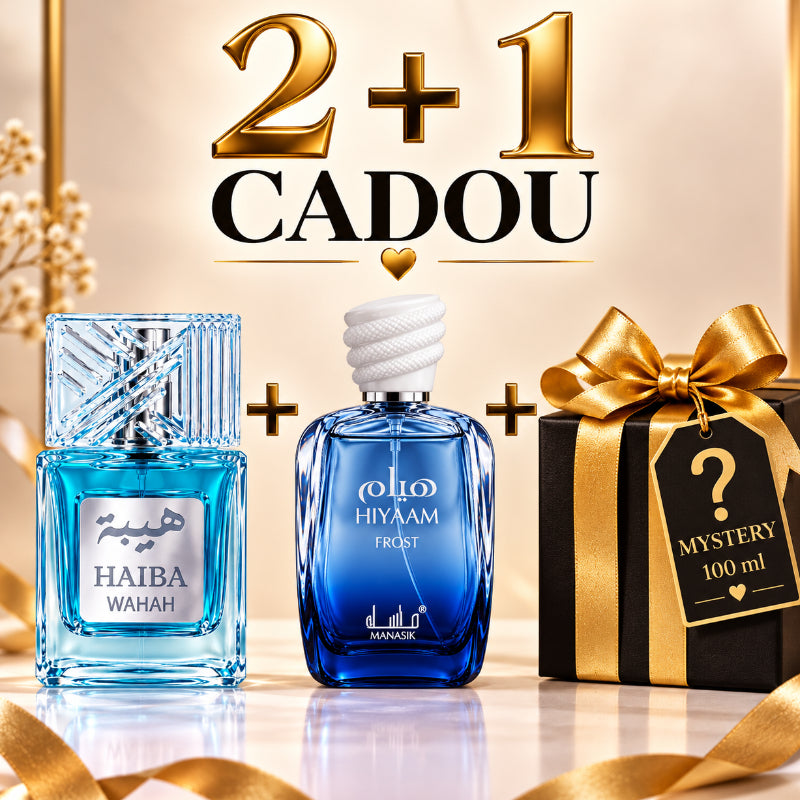 SET PARFUMURI UNISEX 2+1 MYSTERY – HAIBA WAHAH + HIYAAM FROST + 1 PARFUM MYSTERY CADOU
