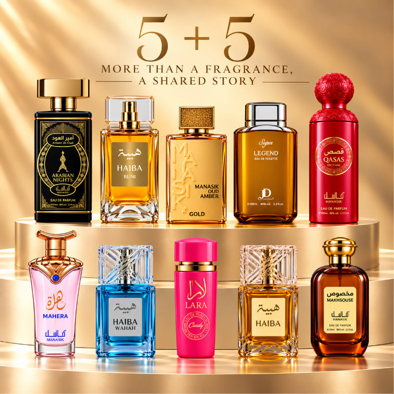 SET PARFUMURI UNISEX 5+5 - ARABIAN NIGHTS + HAIBA BUNI + OUD AMBER + MAKHSOUSE + QASAS + MAHERA + HAIBA + LARA CANDY  + HAIBA +SUPER LEGEND