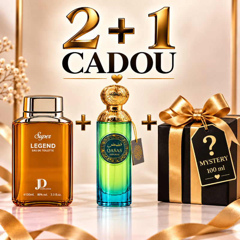 SET PARFUMURI BĂRBAȚI 2+1 MYSTERY – SUPER LEGEND + QASAS IMPERIAL + 1 PARFUM MYSTERY CADOU
