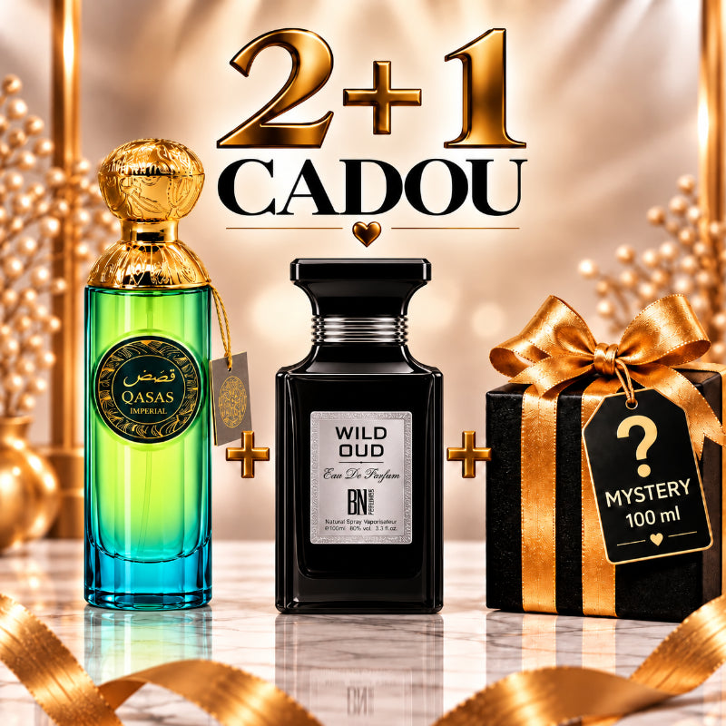 SET PARFUMURI UNISEX 2+1 MYSTERY – QASAS IMPERIAL + WILD OUD + 1 PARFUM MYSTERY CADOU